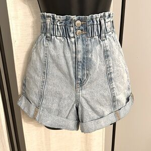 Forever 21 Denim High-Waisted Women Paper bag Light Blue Washed Shorts S